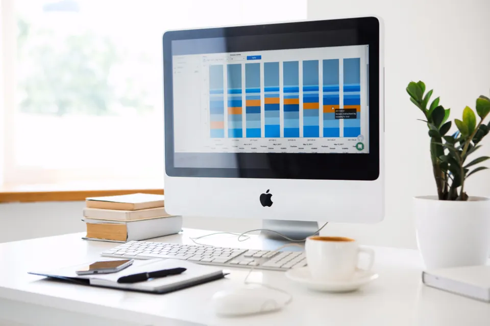 Analytics dashboard on a monitor