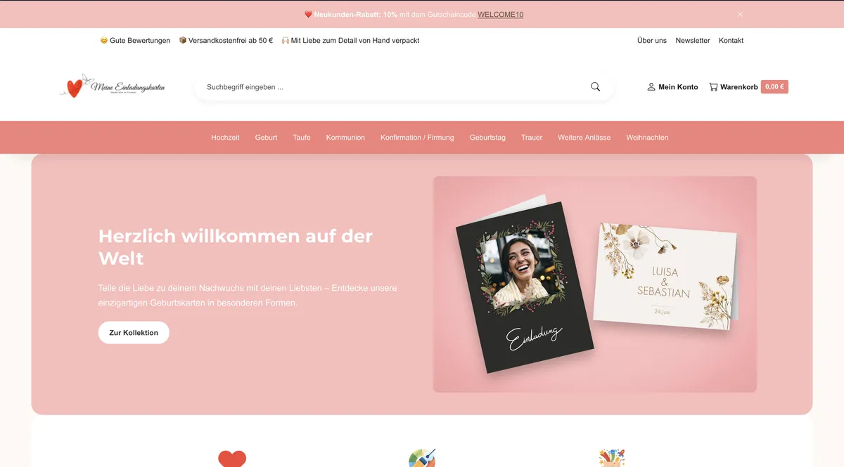 Startseite des Shops Meine Einladungskarten